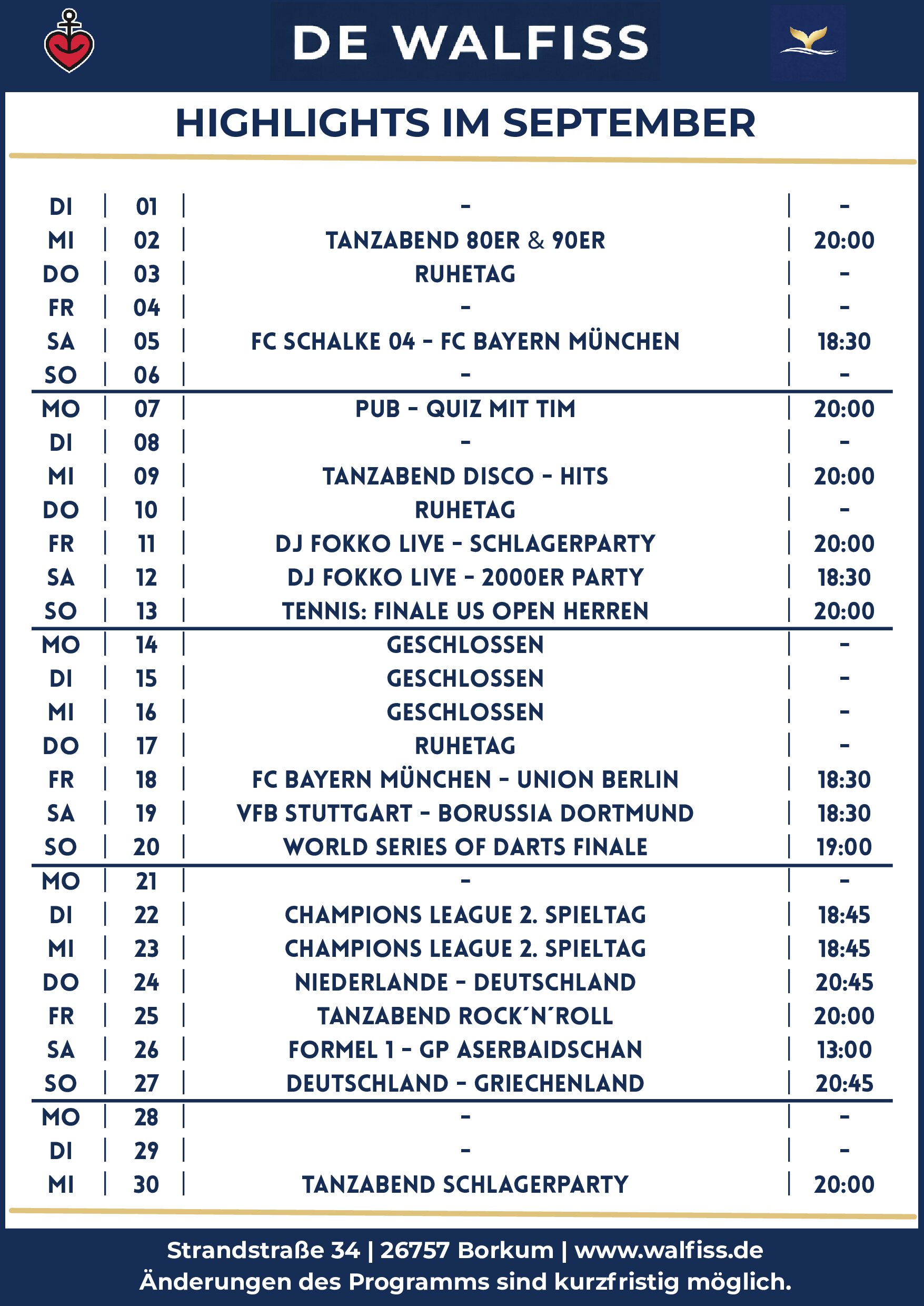 Vorschau Programm September
